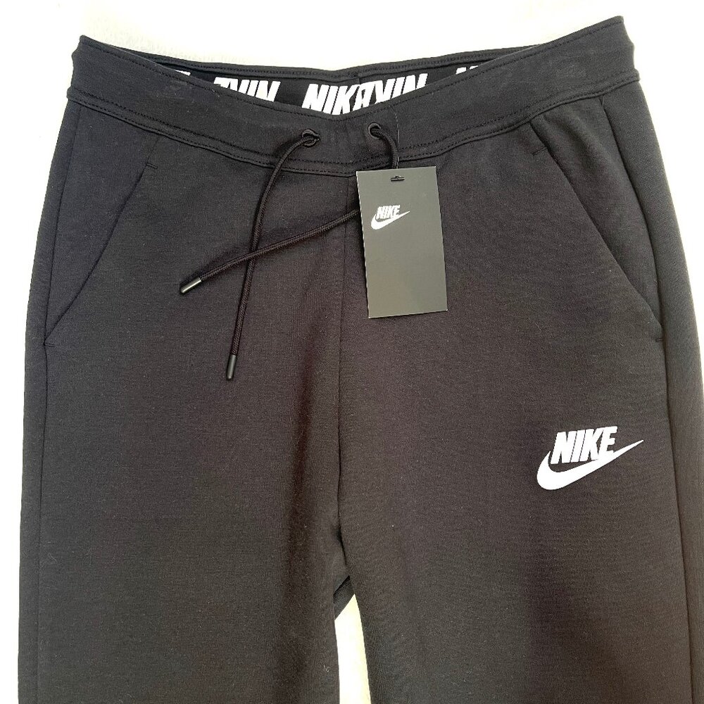 NWT NIKE Croped Jersey High Waist PANT SNKR 884410-010 Black S - Picture 3 of 13
